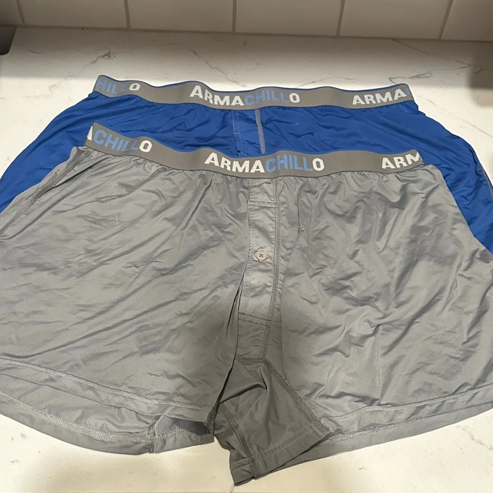 Duluth Trading Co Armachillo Gray and Blue Boxers